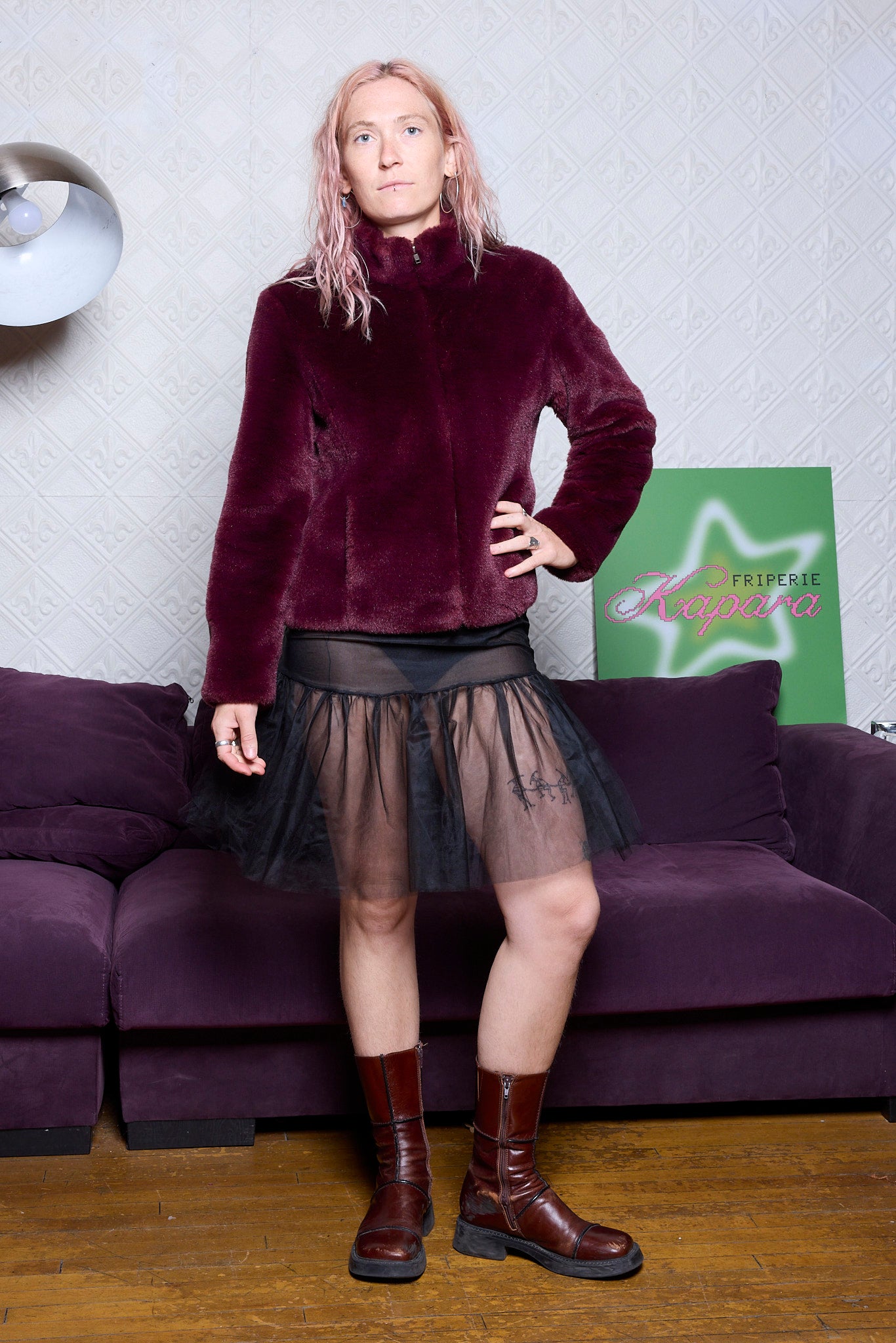 JACKET FAUSSE FOURRURE ROUGE VIN NINE WEST