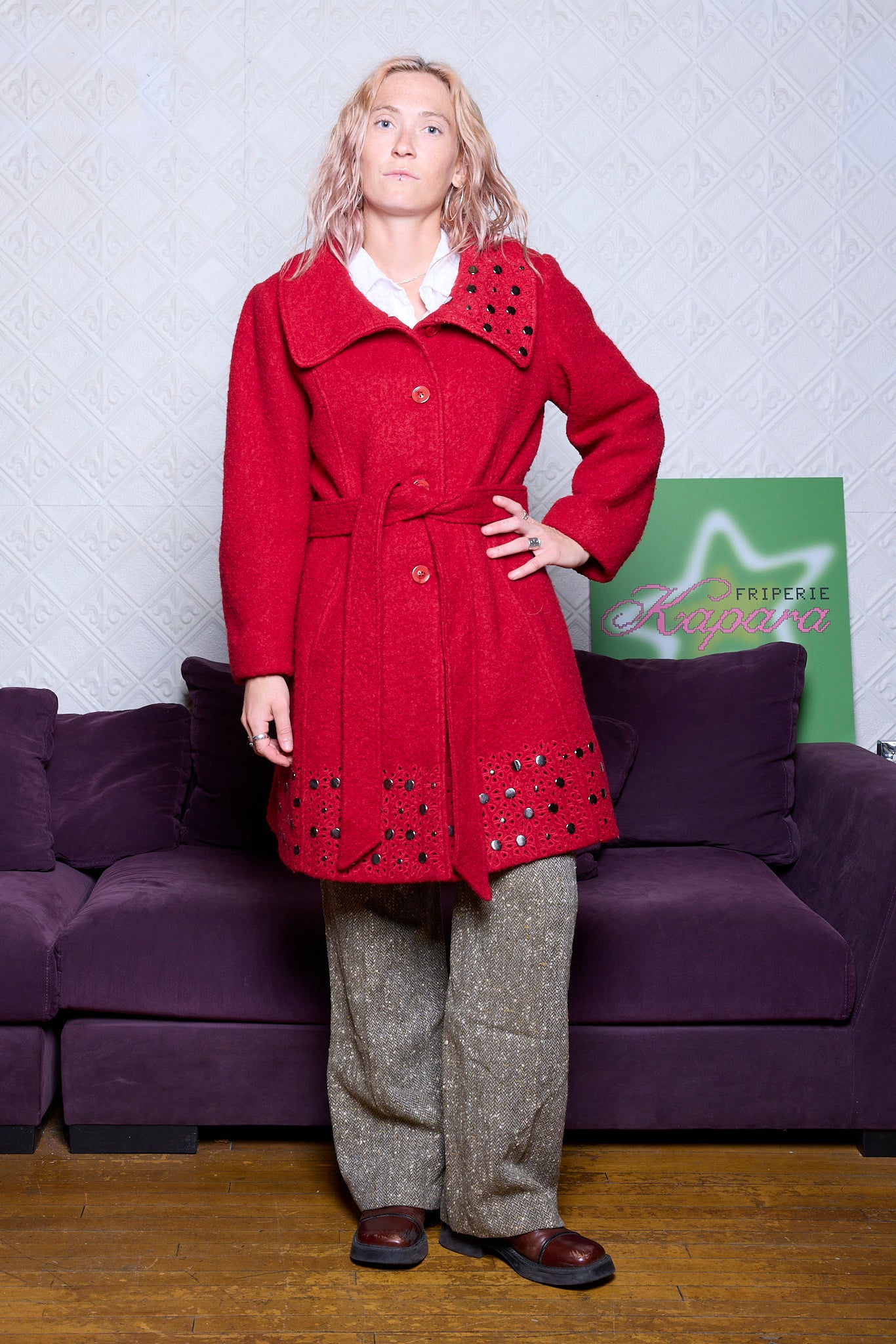 MANTEAU SIMON CHANG VINTAGE POLYESTER ET LAINE