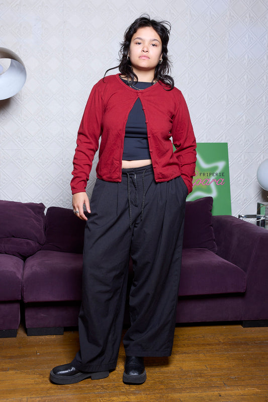 CARDIGAN EN COTON ROUGE VIN